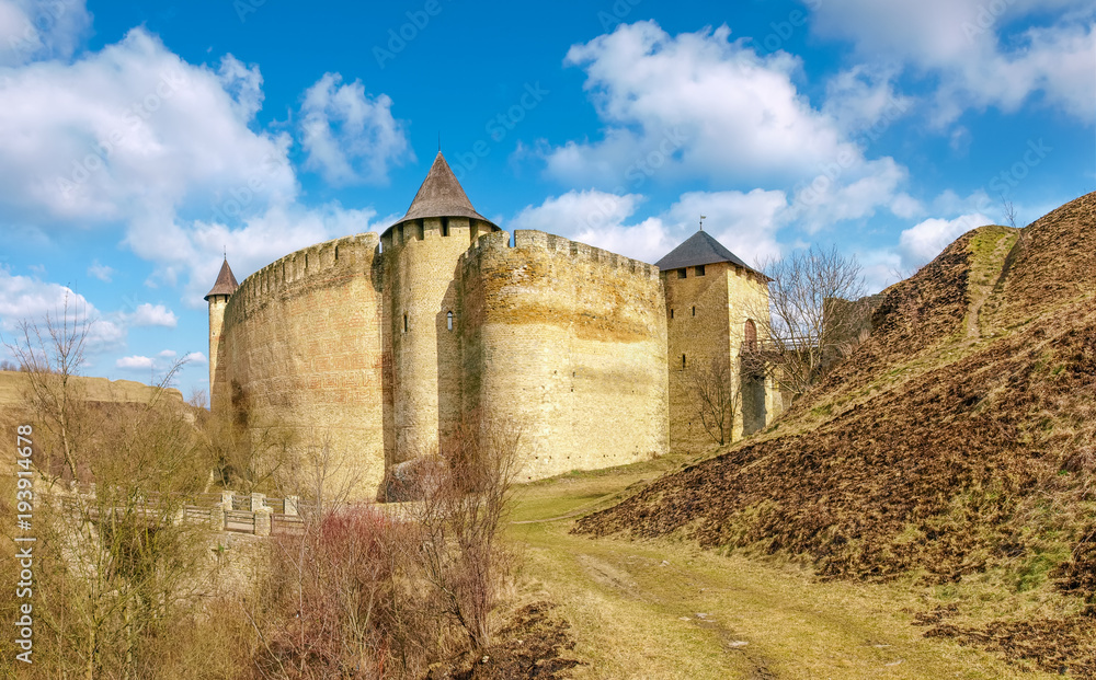View of the Khotyn fortress from the west, Ukraine