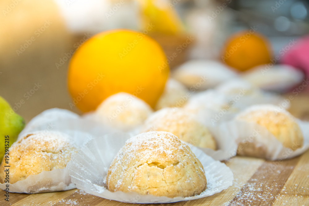 Cookies made with orange and lemon. Homemade organic kitchen biscuits. Cookies made with orange and lemon. Homemade organic kitchen biscuits.