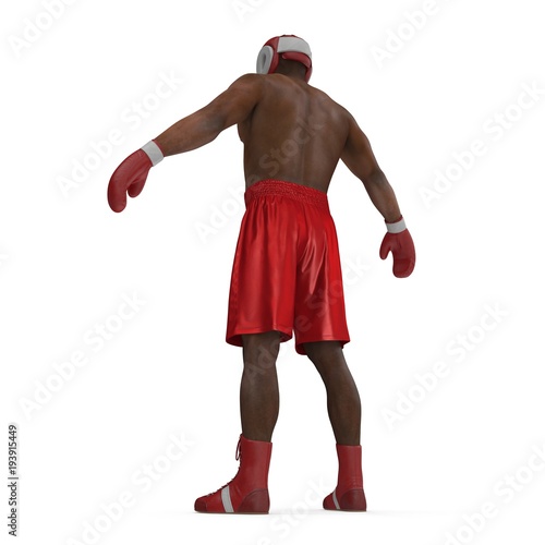 African American Male boxer on white. 3D illustration