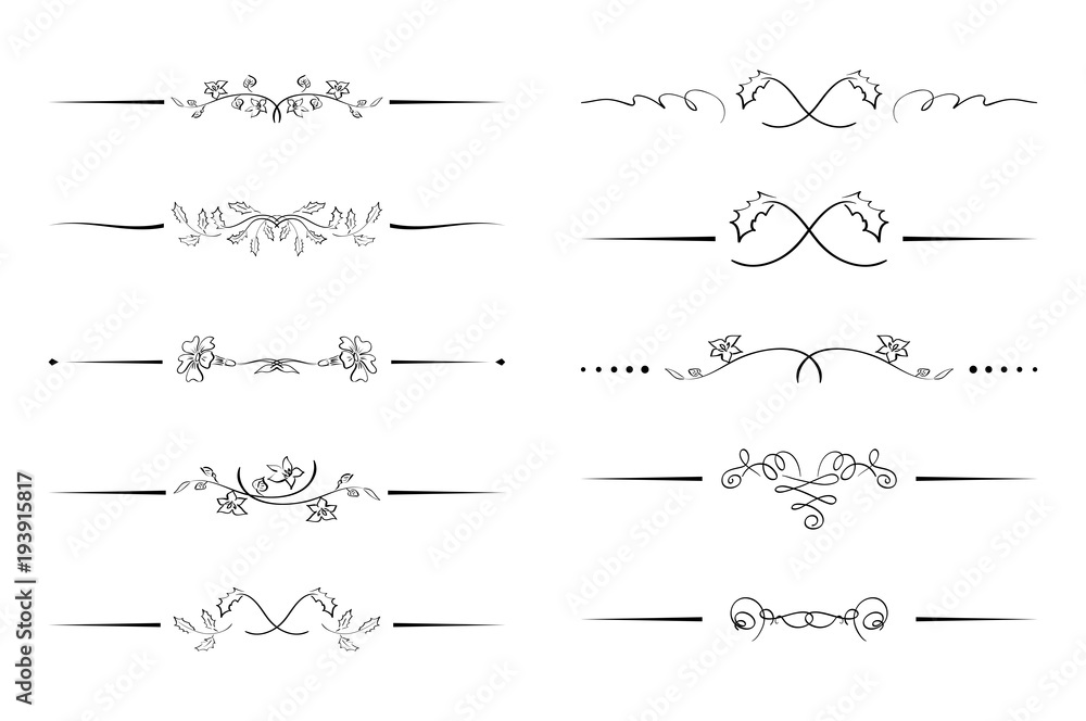floral and curly dividers - vector set