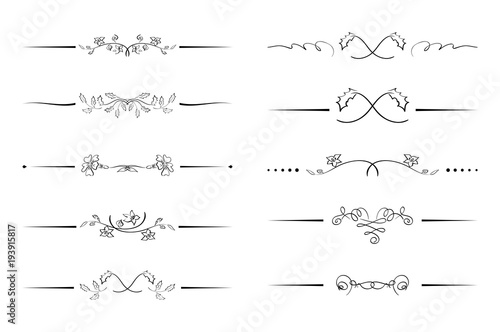 floral and curly dividers - vector set