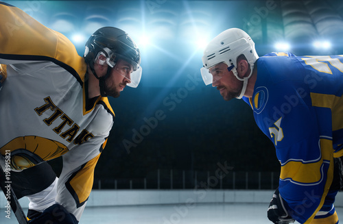 Photography Ice hockey players on the grand ice arena