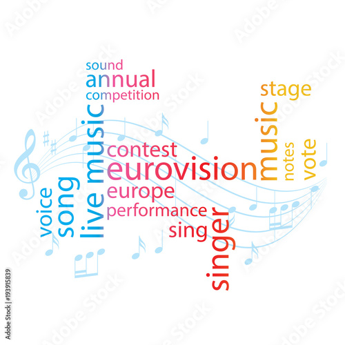 color word collage - eurovision song contest - vector