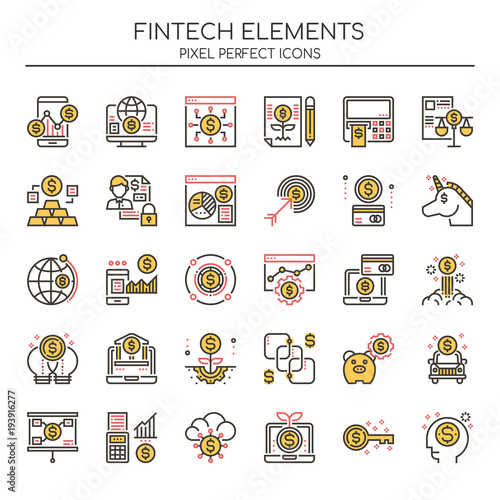 Fintech Elements , Thin Line and Pixel Perfect Icons.