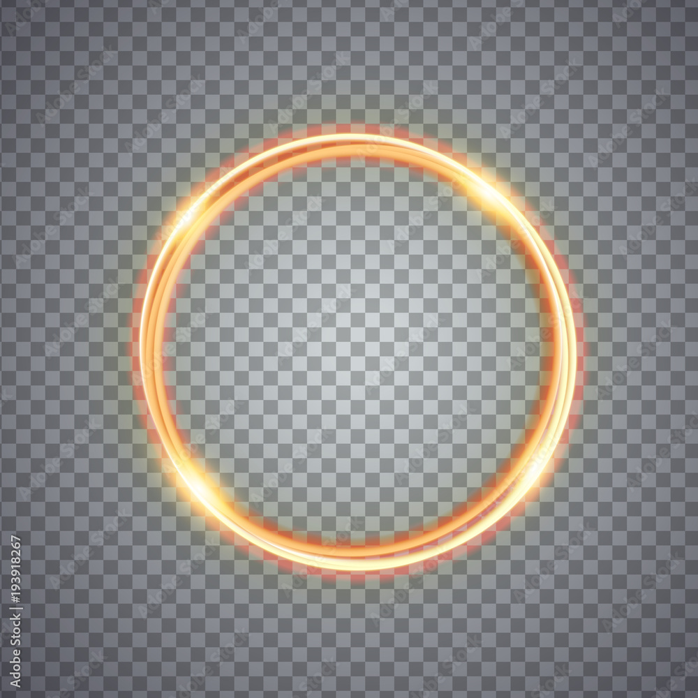 Magic gold circle light effect. Illustration isolated on background. Graphic concept for your design - obrazy, fototapety, plakaty 