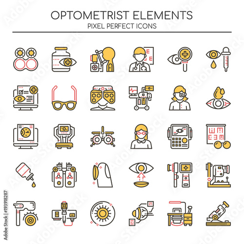 Optometrist Elements , Thin Line and Pixel Perfect Icons.