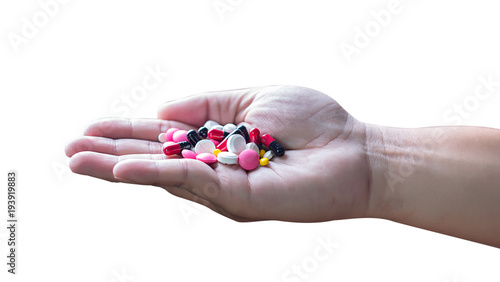 pills and medicines in the hand pharmaceutical medicine pharmacy