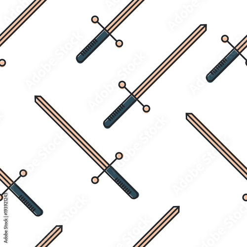 Seamless pattern with sword