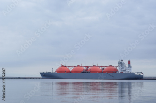 LNG TANKER - A large ship at the LNG terminal