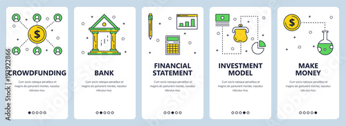 Vector modern thin line crowdfunding vertical web banner set