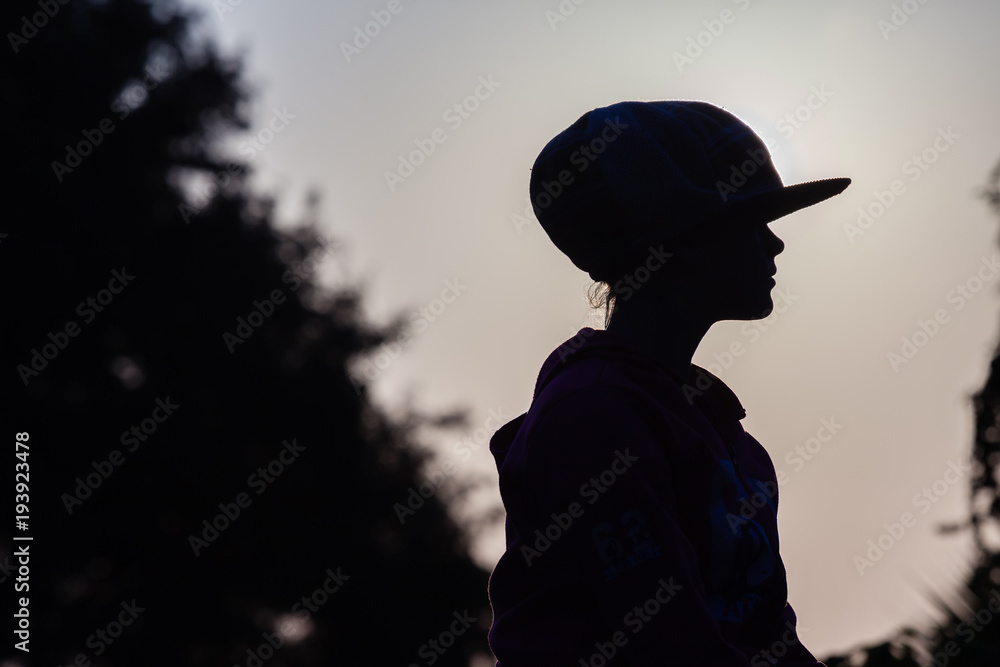 Girl  Hat Closeup Profile Silhouetted