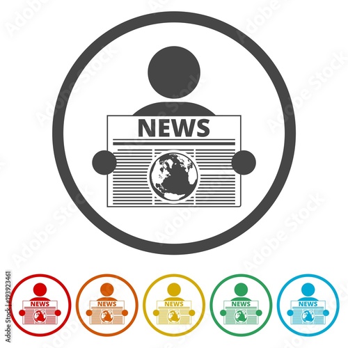 Read newspaper logo vector icon, 6 Colors Included