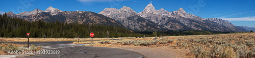 Panoramic view of Grand Teton NP in Wyoming in the USA 