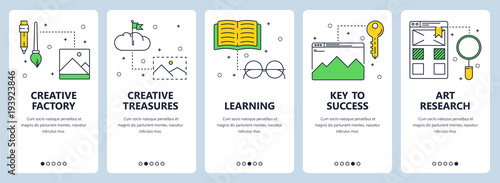 Vector modern thin line creative vertical web banner set