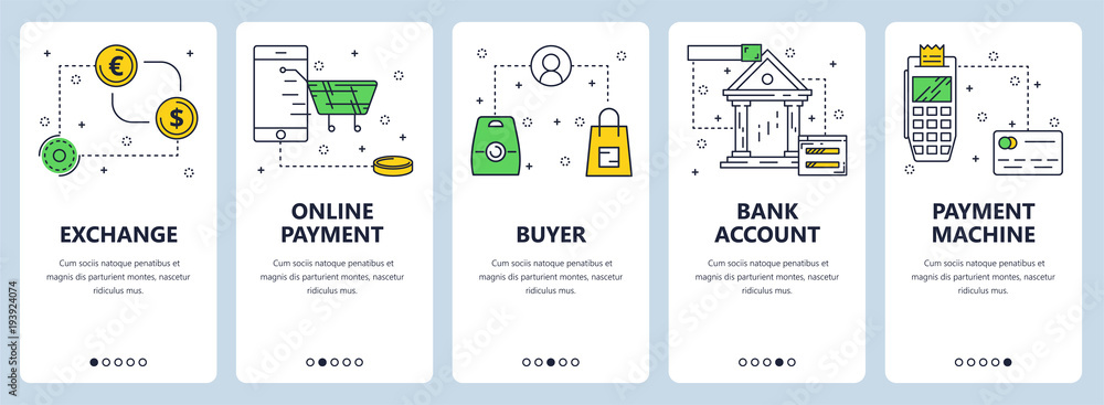 Vector modern thin line exchange vertical web banner set Vector modern thin line exchange vertical web banner set