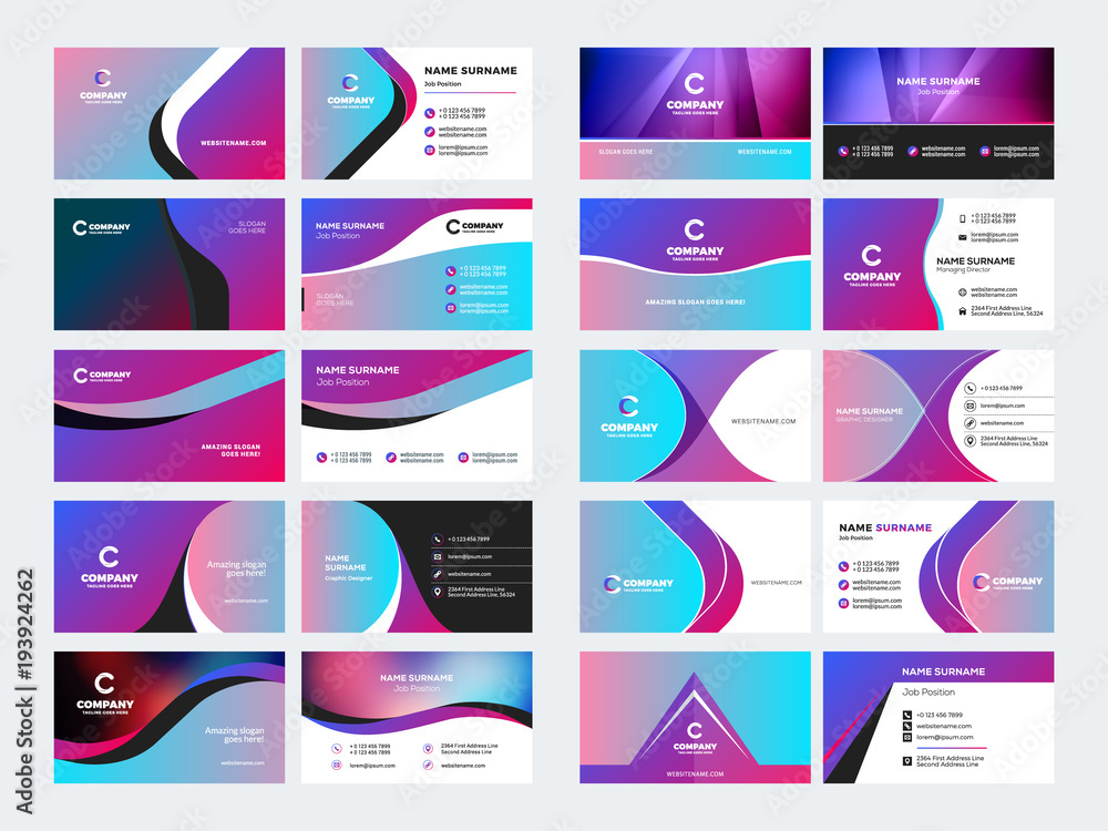 Double sided business card templates. Stationery design vector set. Vector illustration Double sided business card templates. Stationery design vector set. Vector illustration