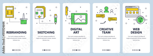 Vector modern thin line rebranding vertical web banner set