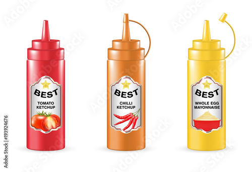Basic real 3d chilli tomato mayonnaise sauce tube