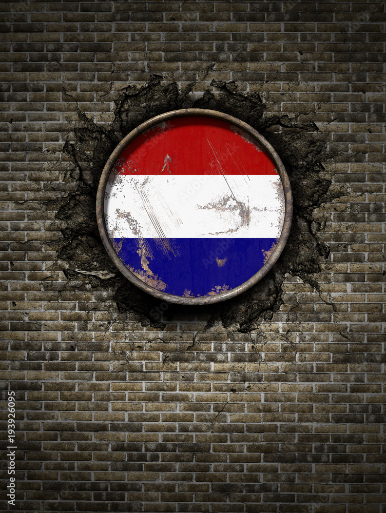Old Holland flag in brick wall