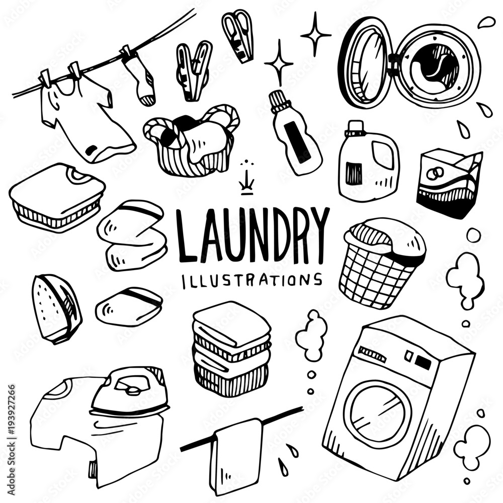 Laundry Illustration Pack - obrazy, fototapety, plakaty 