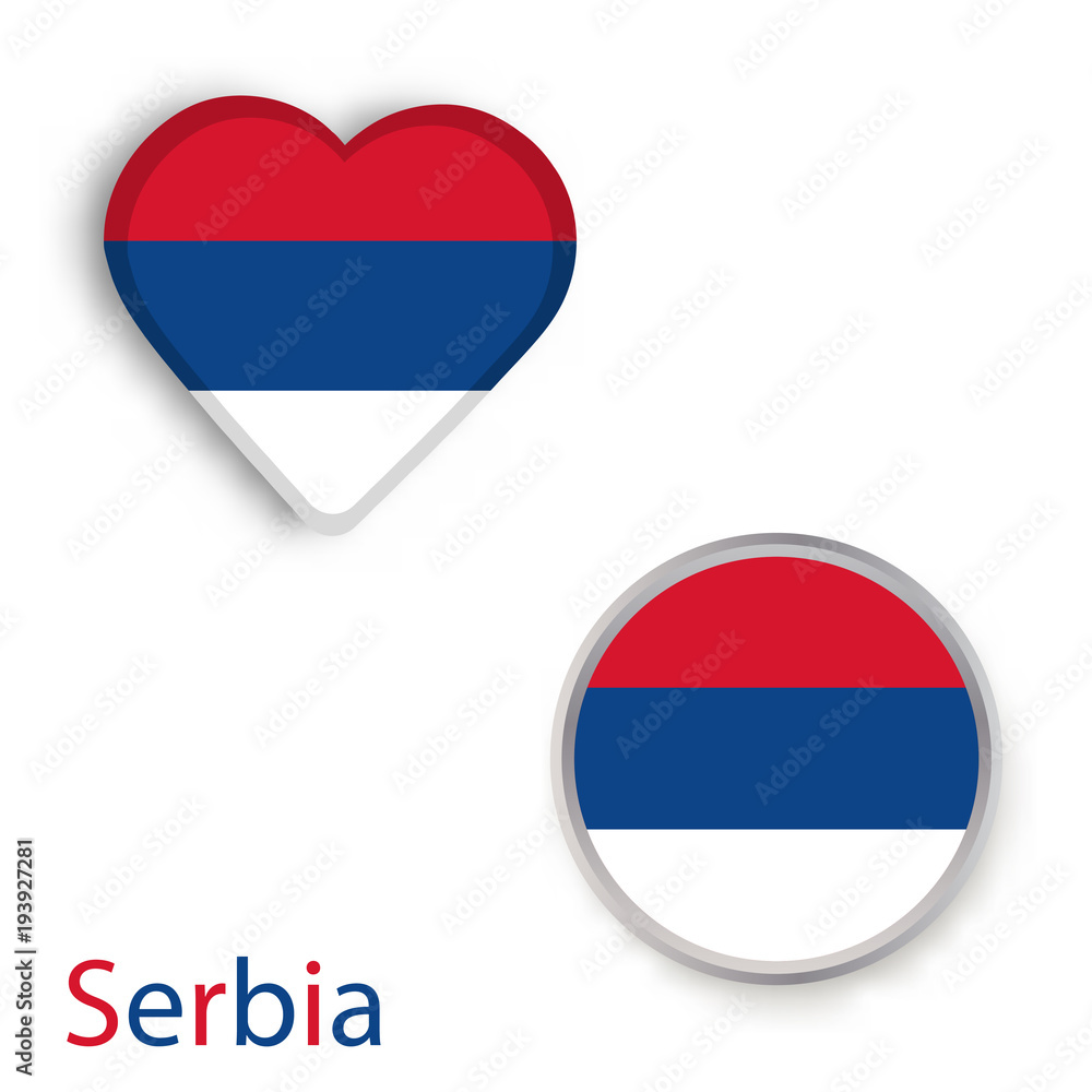 Heart and circle symbols with flag of Serbia. Heart and circle symbols with flag of Serbia.