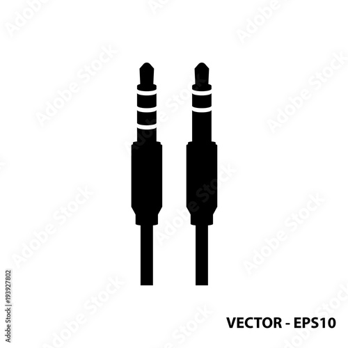 3.5 mm audio jack black and white icon. Vector Illustration.
