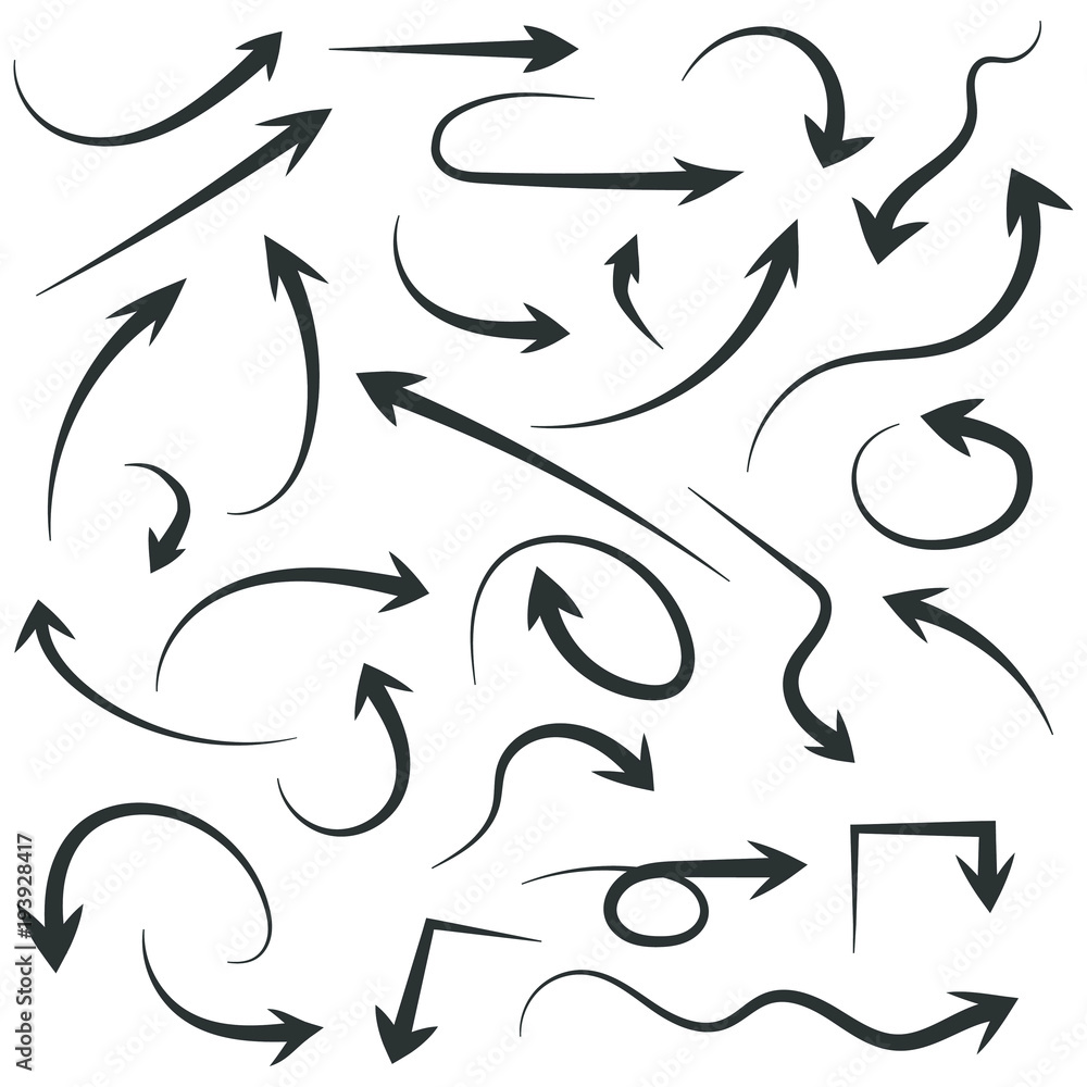 Hand drawn arrow set. EPS 10 Vector Illustration. Hand drawn arrow set. EPS 10 Vector Illustration.