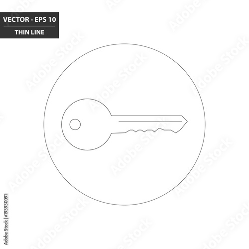 Key thin line flat icon. Vector Illustration. © Idris