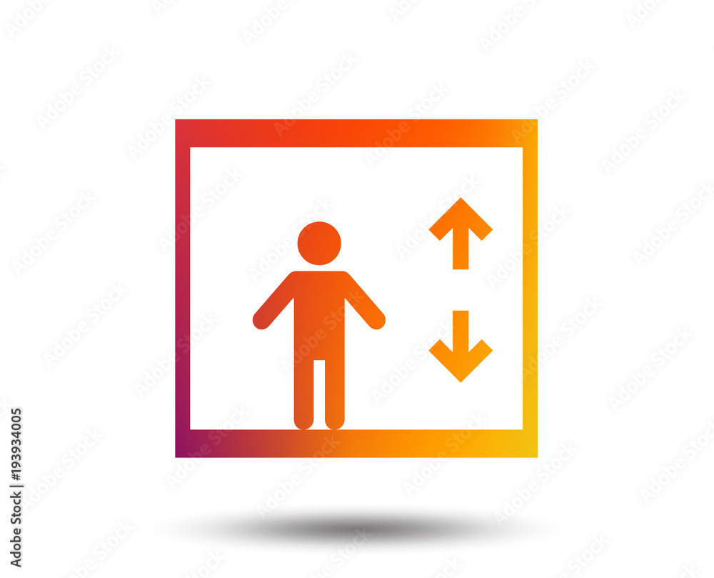Elevator sign icon. Person symbol with up and down arrows. Blurred gradient design element. Vivid graphic flat icon. Vector Elevator sign icon. Person symbol with up and down arrows. Blurred gradient design element. Vivid graphic flat icon. Vector