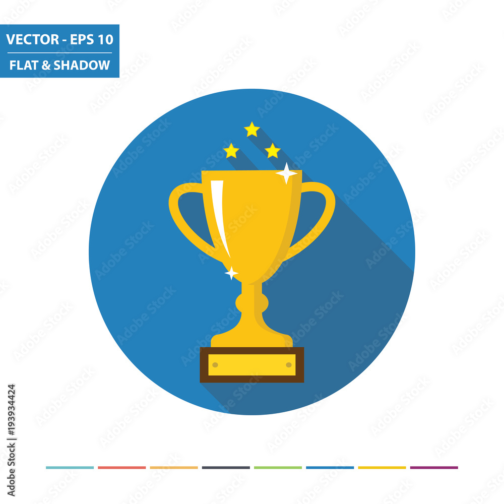 Winner trophy flat icon with long shadow. Vector Illustration. Winner trophy flat icon with long shadow. Vector Illustration.