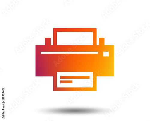 Print sign icon. Printing symbol. Print button. Blurred gradient design element. Vivid graphic flat icon. Vector