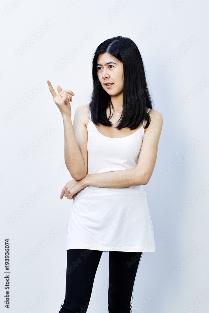 Young cute asian woman pointing Young cute asian woman pointing