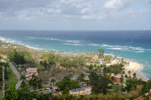 View of large resort hotel from above