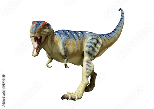 3D Rendering Dinosaur Tyrannosaurus on White
