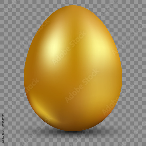 Golden egg isolated on translucent background for Easter day