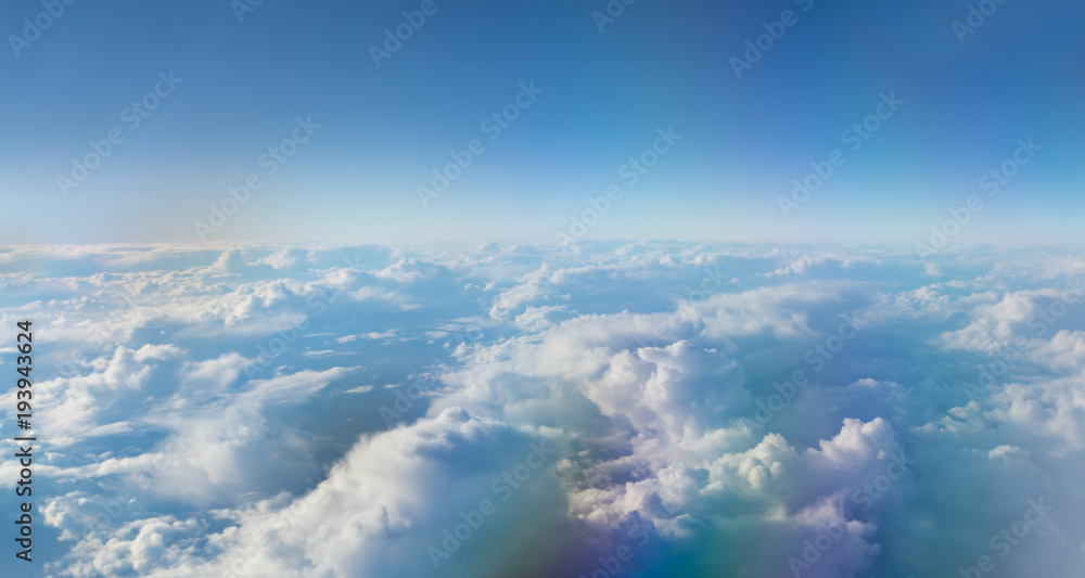 Beautiful sunset with cloudy sky from the airplane window. Beautiful sunset with cloudy sky from the airplane window.