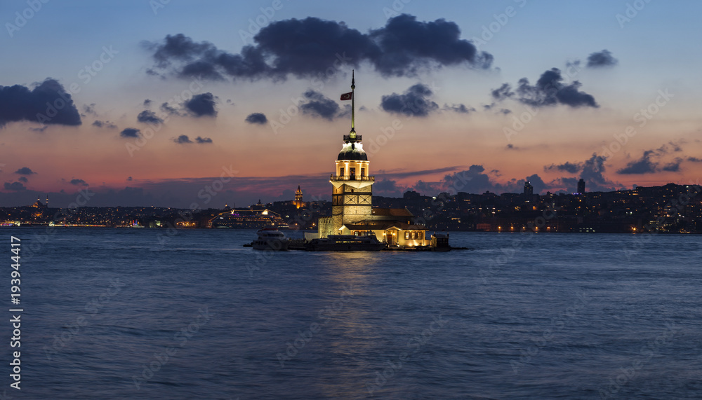 Maiden's Tower and Bosphorus View with Hagia Sophia, Topkapi Palace and Galata Tower at Background