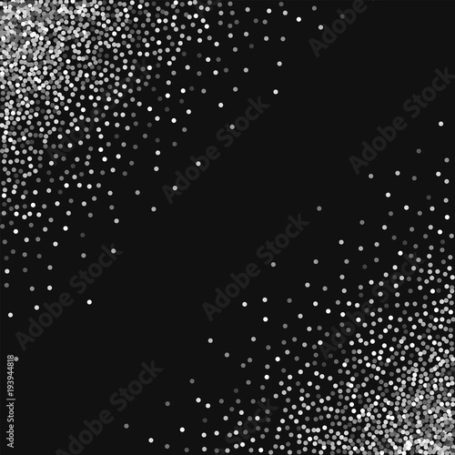 Round gold glitter. Scatter abstract corners with round gold glitter on black background. Magnificent Vector illustration.