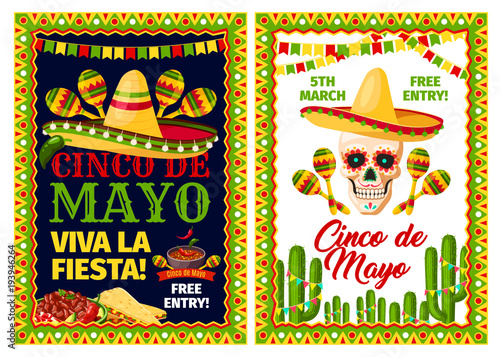 Cinco de Mayo mexican holiday card of fiesta party