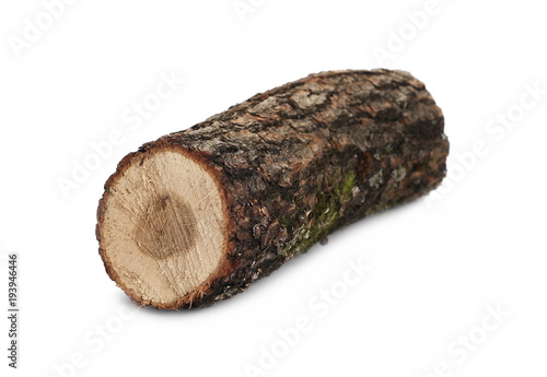 Wood stump  log fire isolated on white background with clipping path