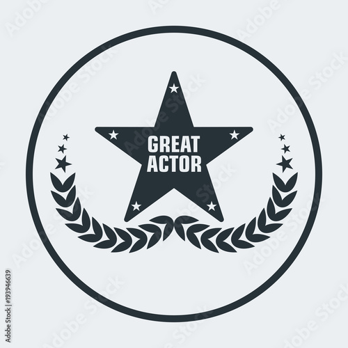 Film Award for best film. Movie Theater, Cinematic Award, Movie Premiere. Flat vector cartoon illustration. Objects isolated on a white background.
