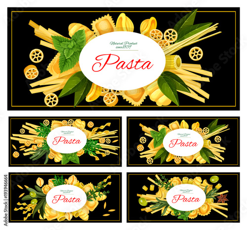 Different Italian pasta vector