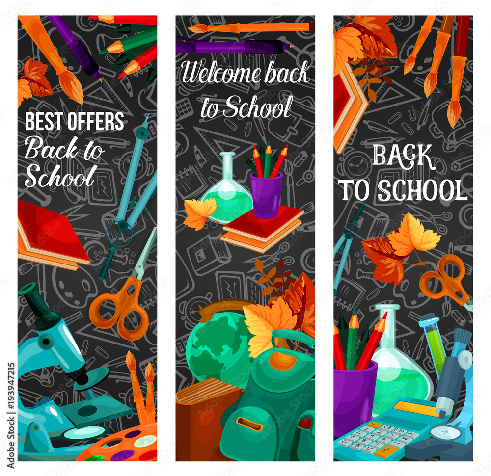 Back to school sale banner with special offer