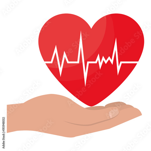 hands with heart cardio icon vector illustration design