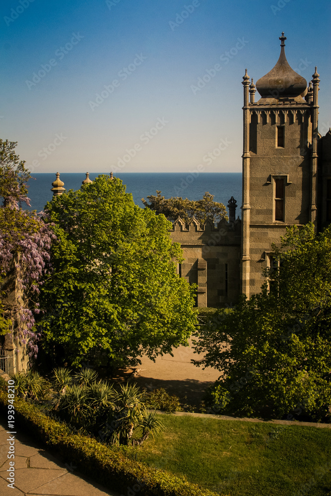 View of Vorontsov Palace Side Tower from Park Crimea