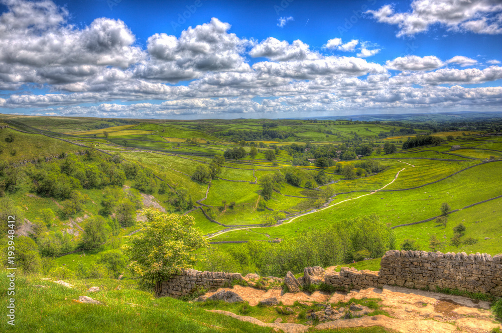 View from top of Malham Cove Yorkshire Dales National Park England UK hdr
