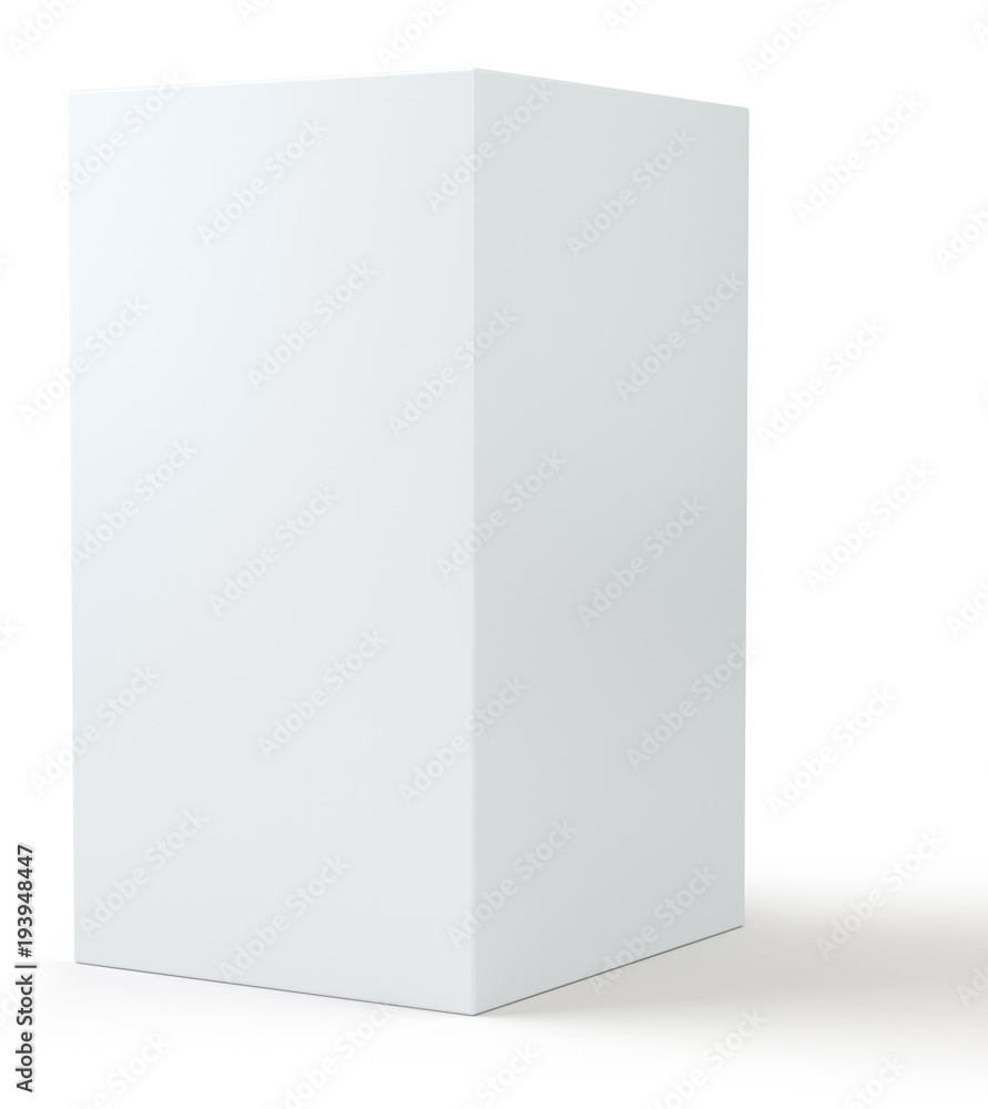 White box cube. Blank empty package 3d illustration. Cube or square product design object. Isolated on white background with soft shadow White box cube. Blank empty package 3d illustration. Cube or square product design object. Isolated on white background with soft shadow