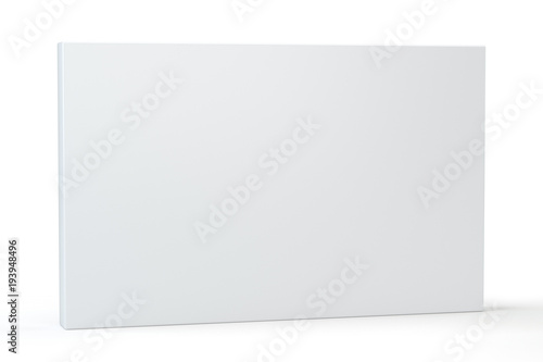 Blank white package product packaging paper cardboard box. Isolated on white background with soft shadow. 3d illustration. © mirexon