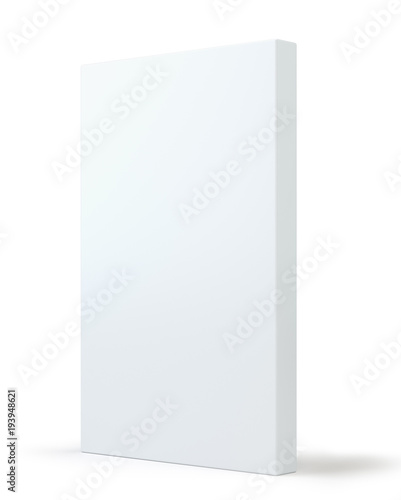 White box package mockup with shadow for your design. Blank container or cardboard template for cosmetic, medicine, software, appliance products. Isolated on white background. 3d illustration.