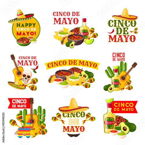 Mexican Cinco de Mayo fiesta party badge design